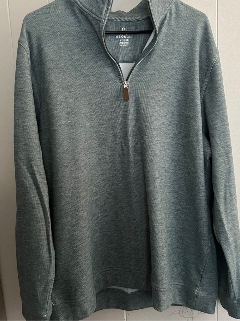 George Men’s Quarter Zip Pullover Sweatshirt Heather Green Large (42–44)